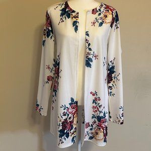 NWOT- SHEIN - Floral Print Open Front Coat - Size L